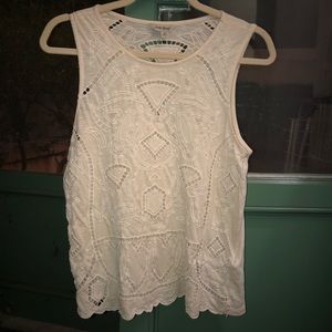 Embroidered eyelet tank
